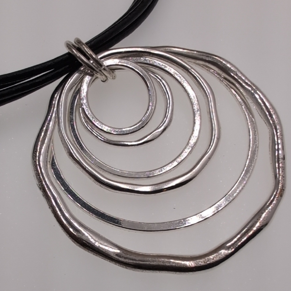 Anne Klein Silver and Black Geometric Necklace - Picture 3 of 6